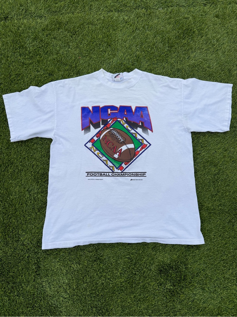 Vintage NCAA White Football Championship Graphic T-Shirt XXL Made in USA
